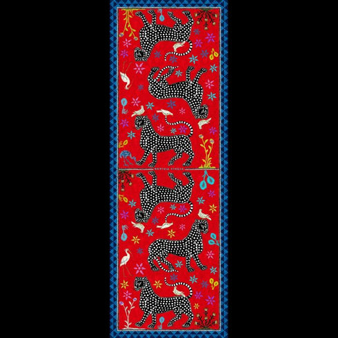 Ocelot cashmere scarf red
